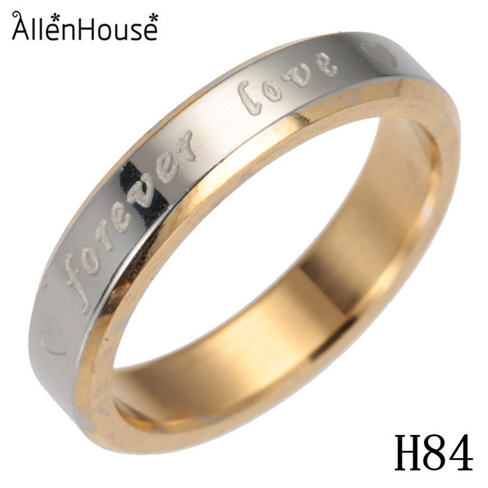 High Quality 316L Stainless Steel silver And Gold Forever Love Circle Couple Rings