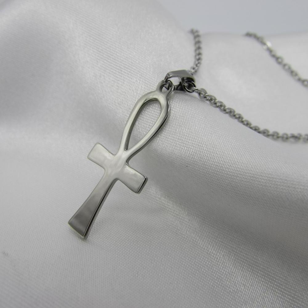 Personality Stainless Steel Necklace Ancient Egypt Cross Necklace Pendant Men Titanium Steel Jewelry