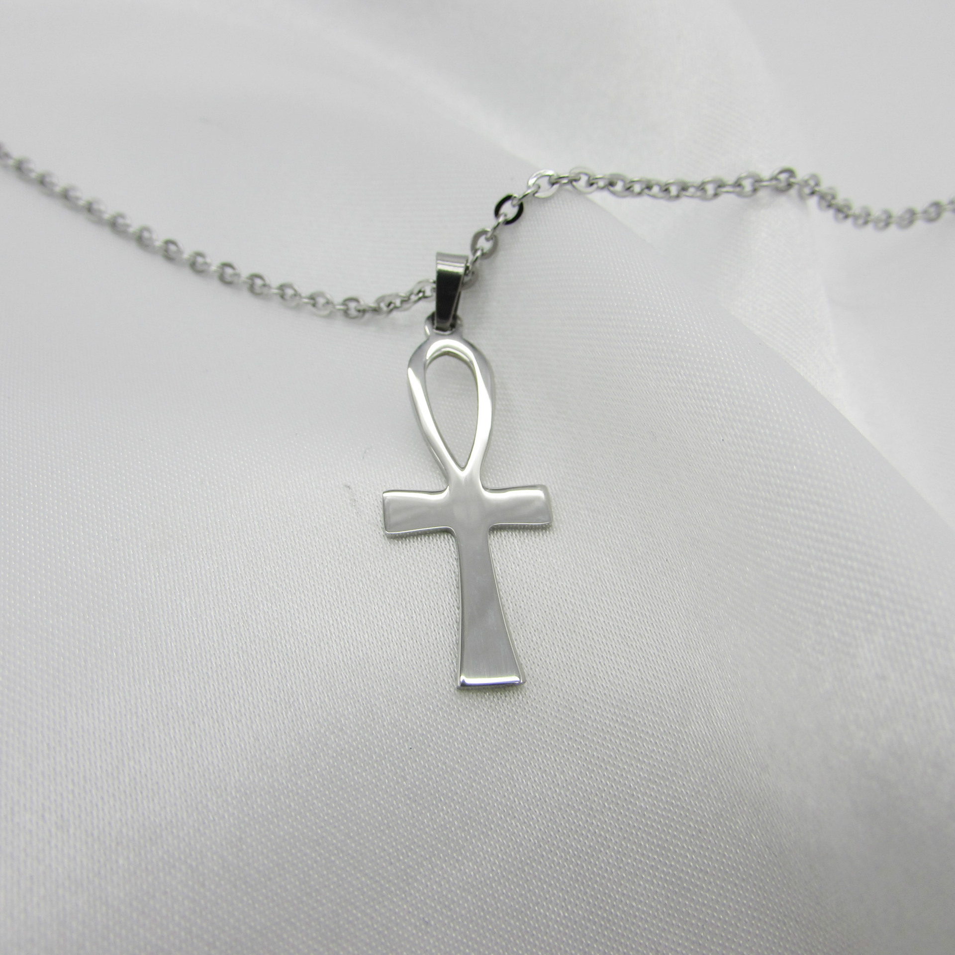 Personality Stainless Steel Necklace Ancient Egypt Cross Necklace Pendant Men Titanium Steel Jewelry