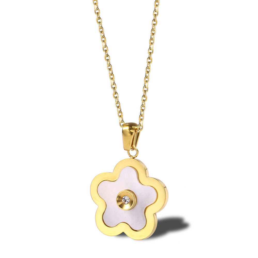 new design 18k gold stainless steel Splendid beauty lucky flower pendant necklace designs