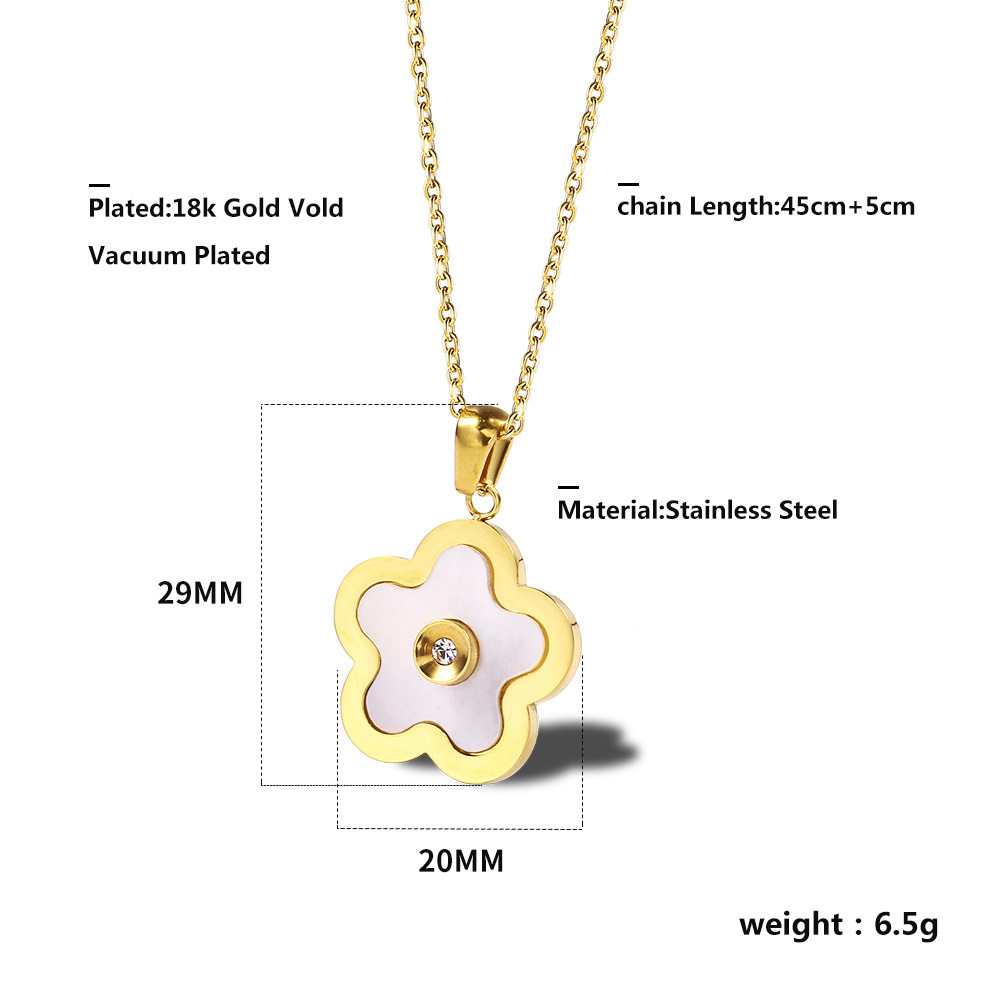 new design 18k gold stainless steel Splendid beauty lucky flower pendant necklace designs