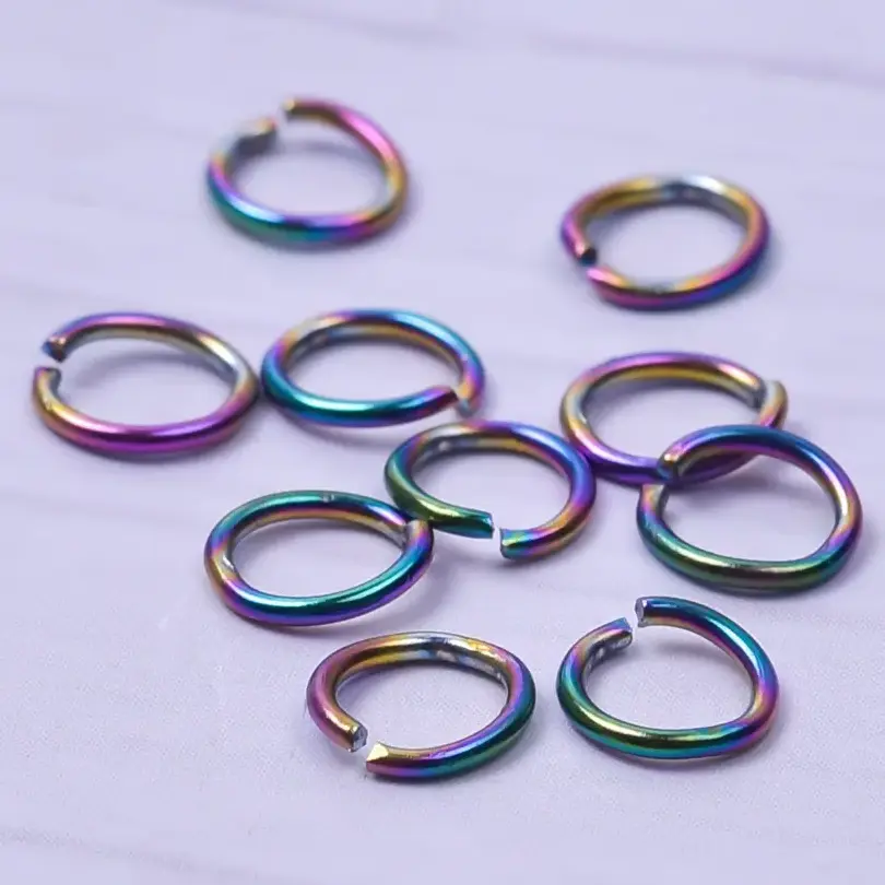 2022 New rainbow color jewelry accessories connector Stainless Steel Round open Split Rings jump Rings