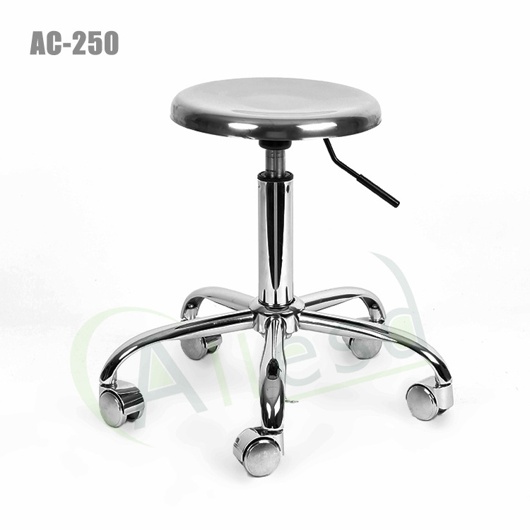 ALLESD Laboratory Furniture Office Metal Adjustable Stool Round Seat ESD Chairs Anti Static Stainless Steel Chair