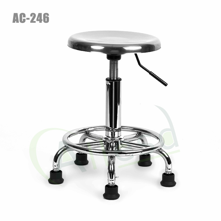 ALLESD Laboratory Furniture Office Metal Adjustable Stool Round Seat ESD Chairs Anti Static Stainless Steel Chair