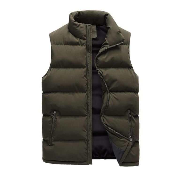 2023Streetwear padded Vest Jacket Winter Warm Polyester Vest Black Sleeveless Jacket  Lightweight Casual Man without Hood