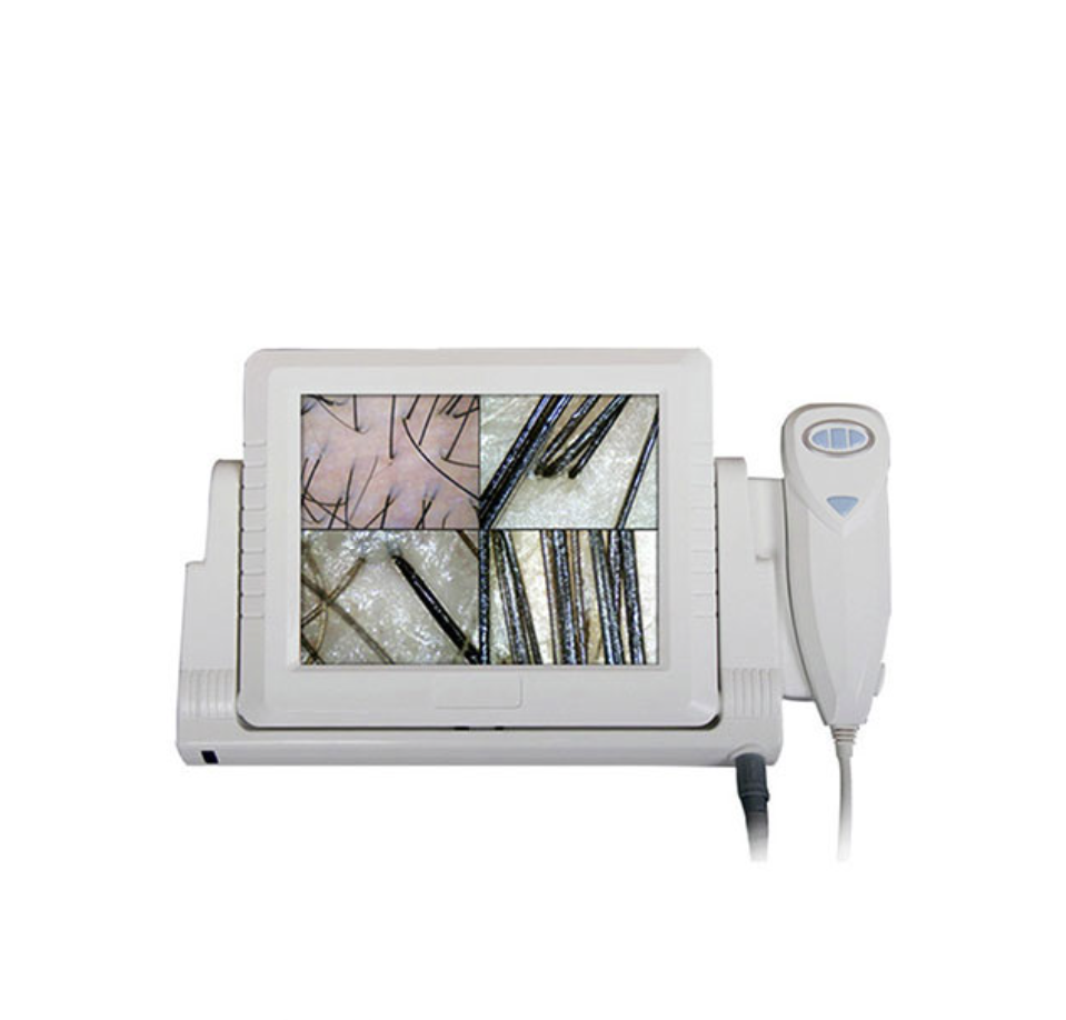 Professional skin and hair analysis machine with LCD with skin lens and hair lens 50X 30X times camera