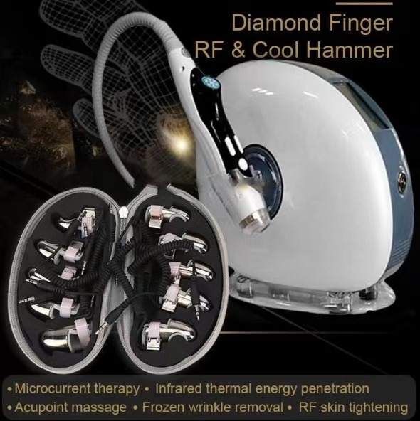 Rf Skin Cooling Cryo Facial Magic gua sha Radio Frequency Body gold finger Massager Slimming Machine For Wrinkle Eliminating