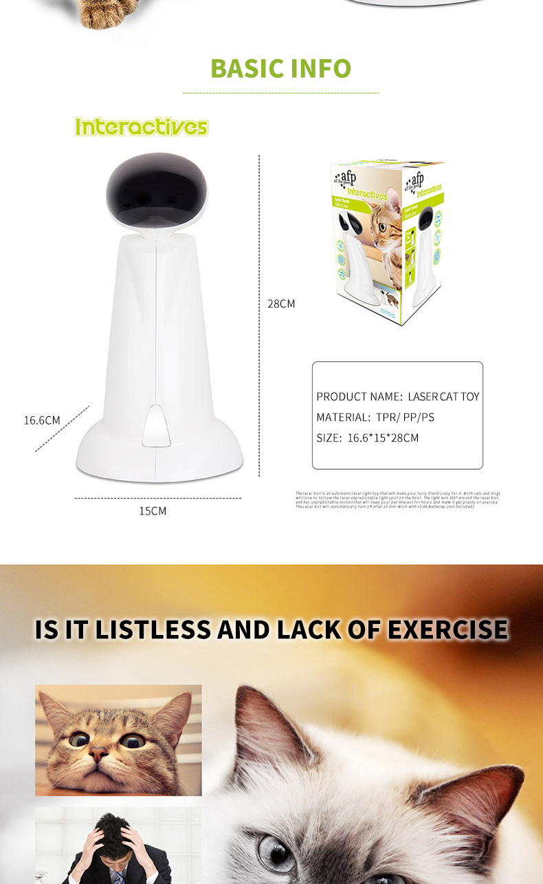 AFP Interactive Toy Pet Training Products Pointer Automatic Electric Rotating Catch Training Cat Laser Toy For Cats