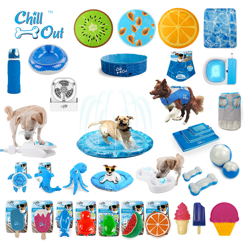 Dog summer portable swimming PVC pad sprinkler pet bottle vest ice collar bandana pool mat water fountain toys for cooling