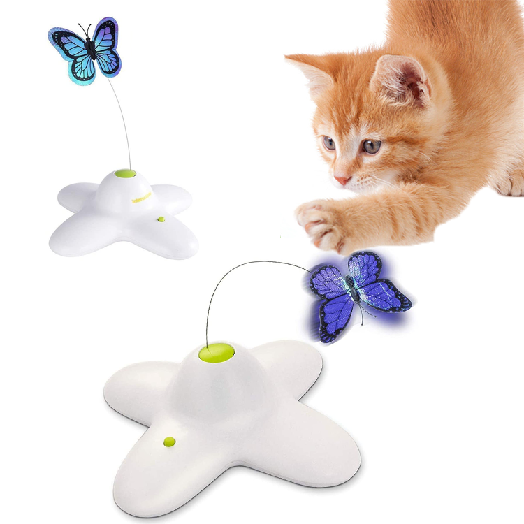 I01 2023 interactive automatic electric electronic new smart pet cat teaser toys butterfly cat toy for cats