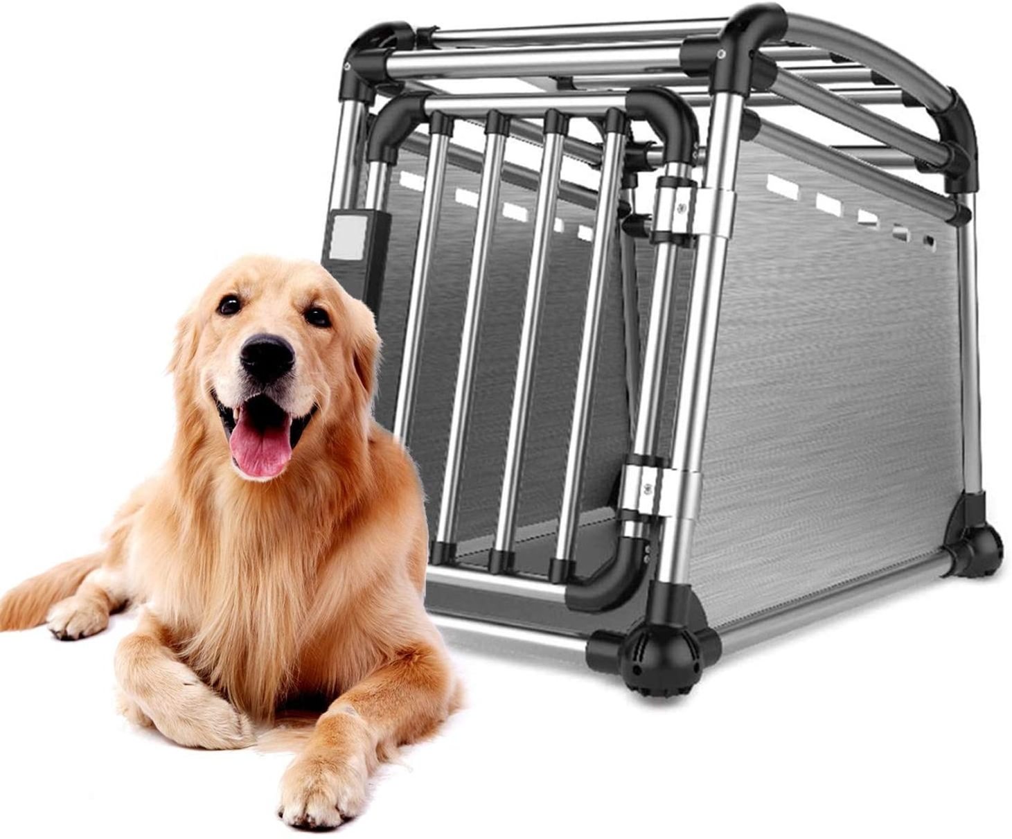 Premium Aluminium Car Travel Cage Crate Dog Pet Carrier Holder Kennel Outdoor Pet House Metal Car Transport Box For Dogs