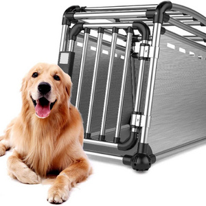 Premium Aluminium Car Travel Cage Crate Dog Pet Carrier Holder Kennel Outdoor Pet House Metal Car Transport Box For Dogs