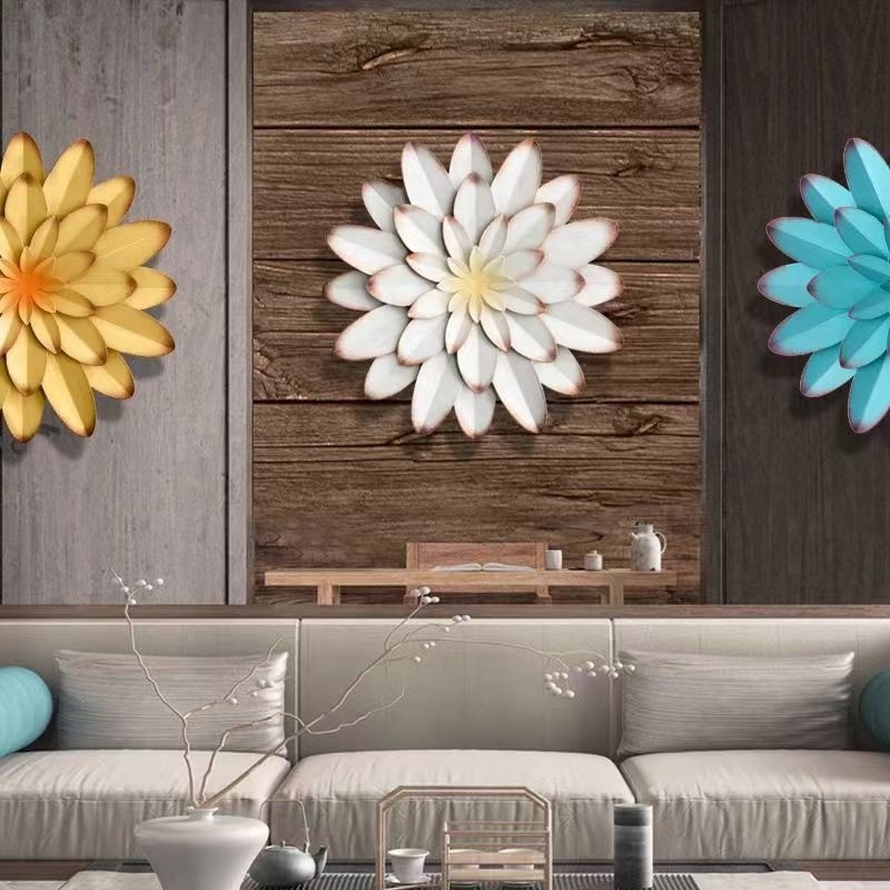 2024 New Creative Metal Flowers Wall Decor 3D Flower Shape Metal Wall Art Decorations Hanging for Indoor Outdoor Home