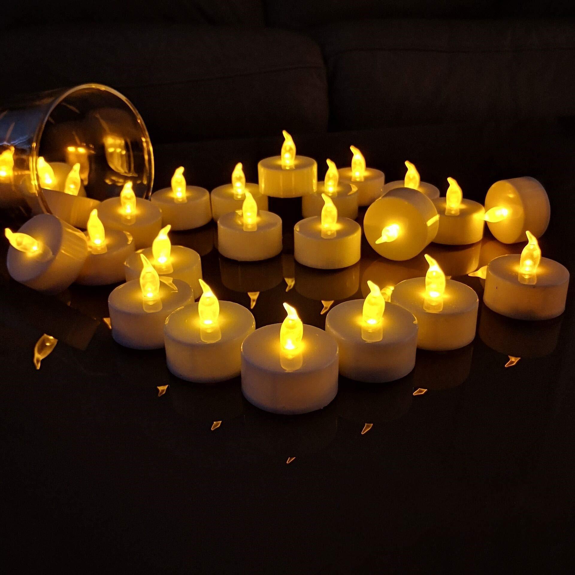 Flameless LED Tea Light Candles Bulk Warm White Battery Operated Votive Tealight Little Candles Small Electric Fake Tea Candles