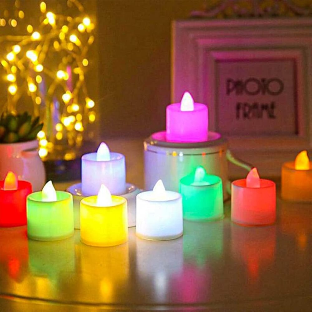 Bulk Flameless Tealight Candles Colorful Lights Battery Operated Colored Fake Candles Flickering Color Changing LED Tea Lights