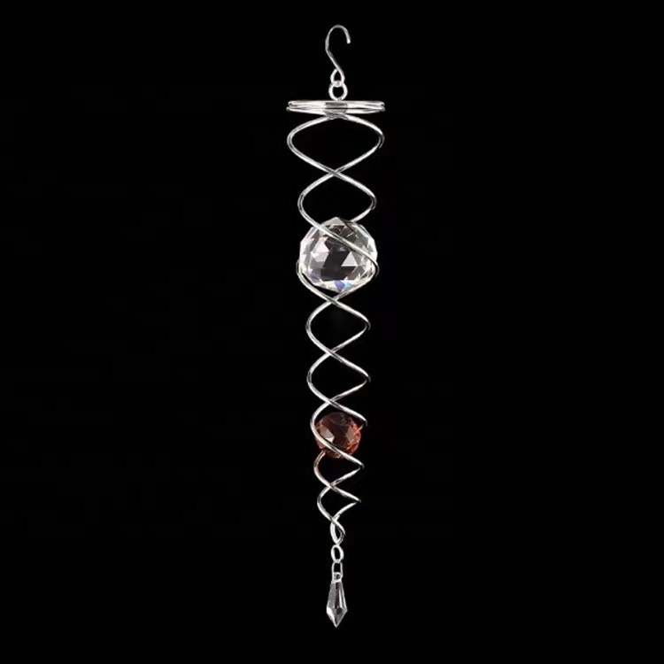 Garden Ornament Decor Hanging  Metal Wind Spinner Gazing Ball Spiral Tail  12