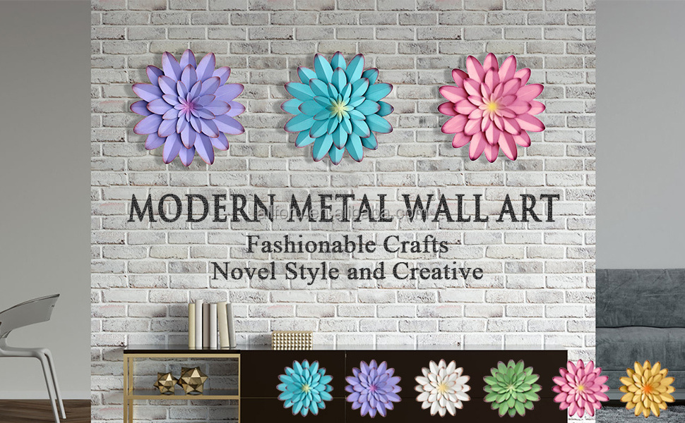 2024 New Creative Metal Flowers Wall Decor 3D Flower Shape Metal Wall Art Decorations Hanging for Indoor Outdoor Home