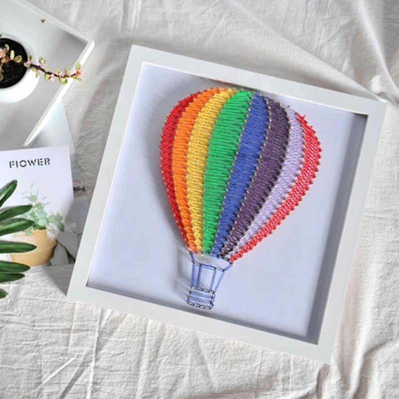 Hot Sale DIY Wood Hot Air Balloon String Art Kit with Nail and Hammer for Home Decoration