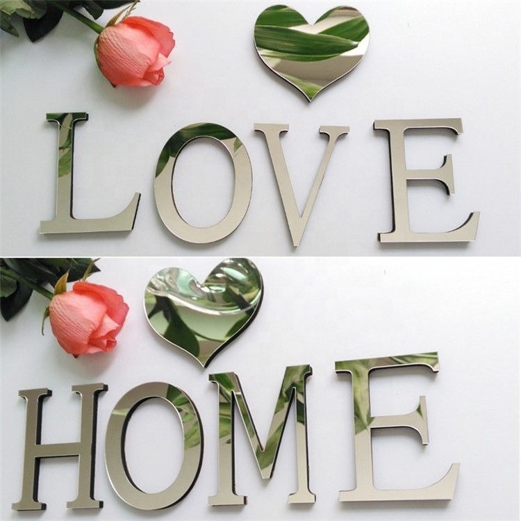 New Acrylic Mirror 3D DIY Wall Stickers English Letters PVC Wallpaper 3D Letter