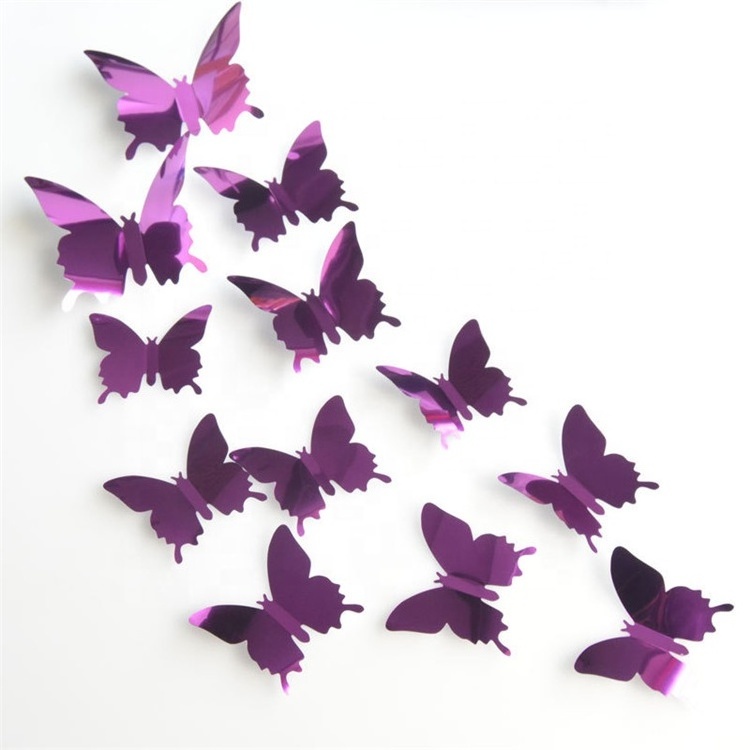 12pcs Mirror 3D Butterfly Wall Stickers Mirror PVC Mirror Wall Sticker Butterflies