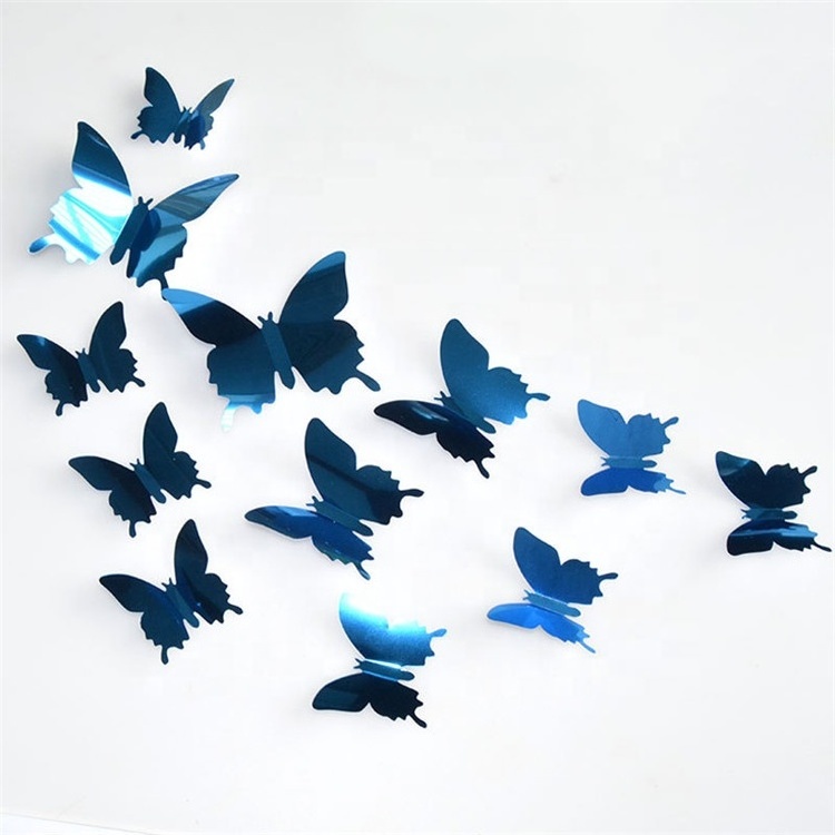 12pcs Mirror 3D Butterfly Wall Stickers Mirror PVC Mirror Wall Sticker Butterflies