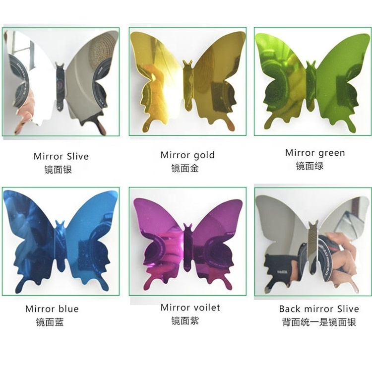 12pcs Mirror 3D Butterfly Wall Stickers Mirror PVC Mirror Wall Sticker Butterflies