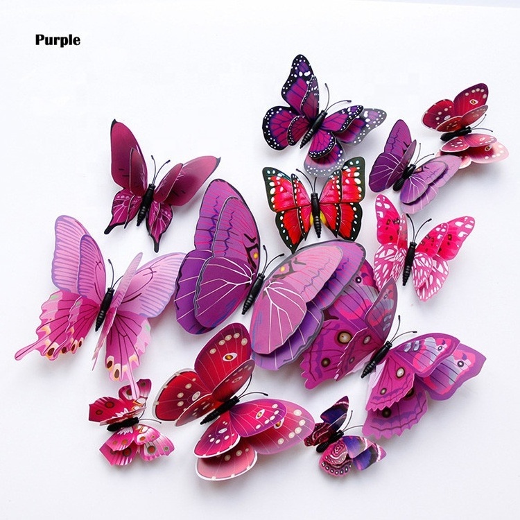 12pcs/set 3D Butterfly PVC Wall Sticker Butterflies Wall Stickers Home Decoration Room Wall Sticker