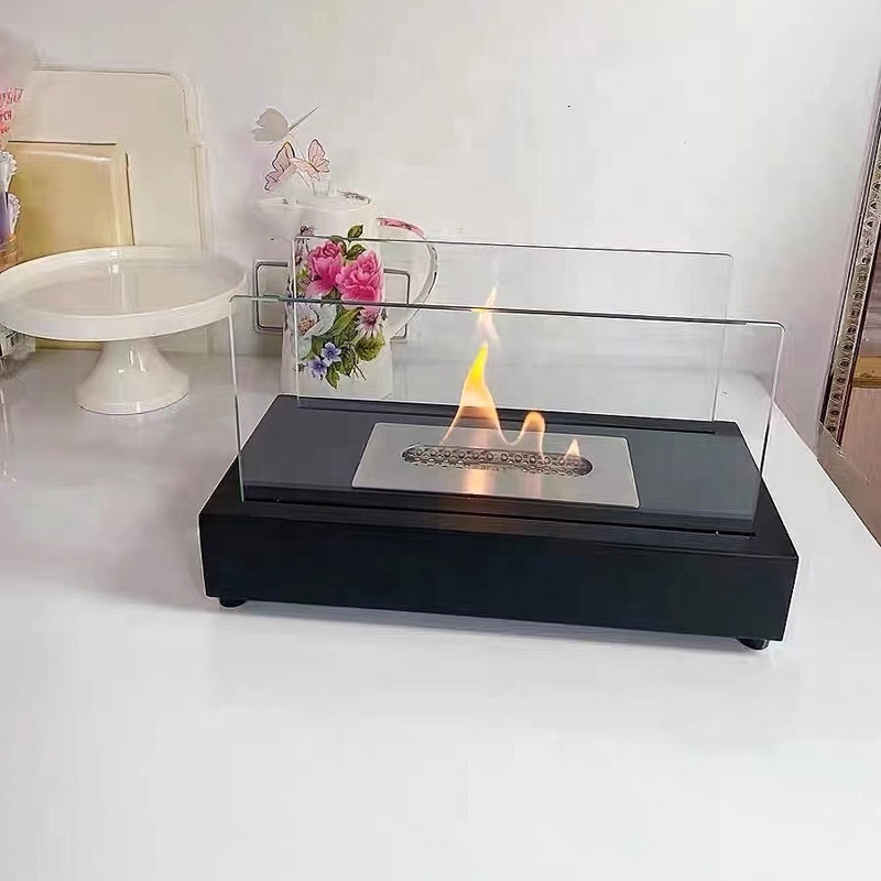 High Quality Classic Rectangle Tabletop Bio Ethanol Fireplace Portable Smokeless Stainless Steel Tabletop Fire Pit Bowl