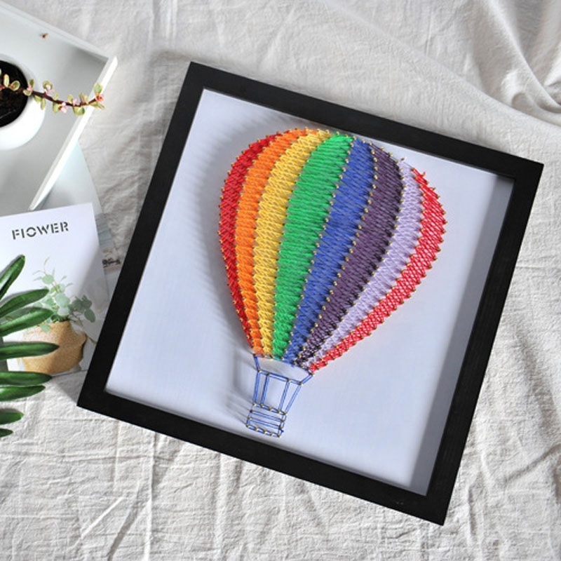 Hot Sale DIY Wood Hot Air Balloon String Art Kit with Nail and Hammer for Home Decoration