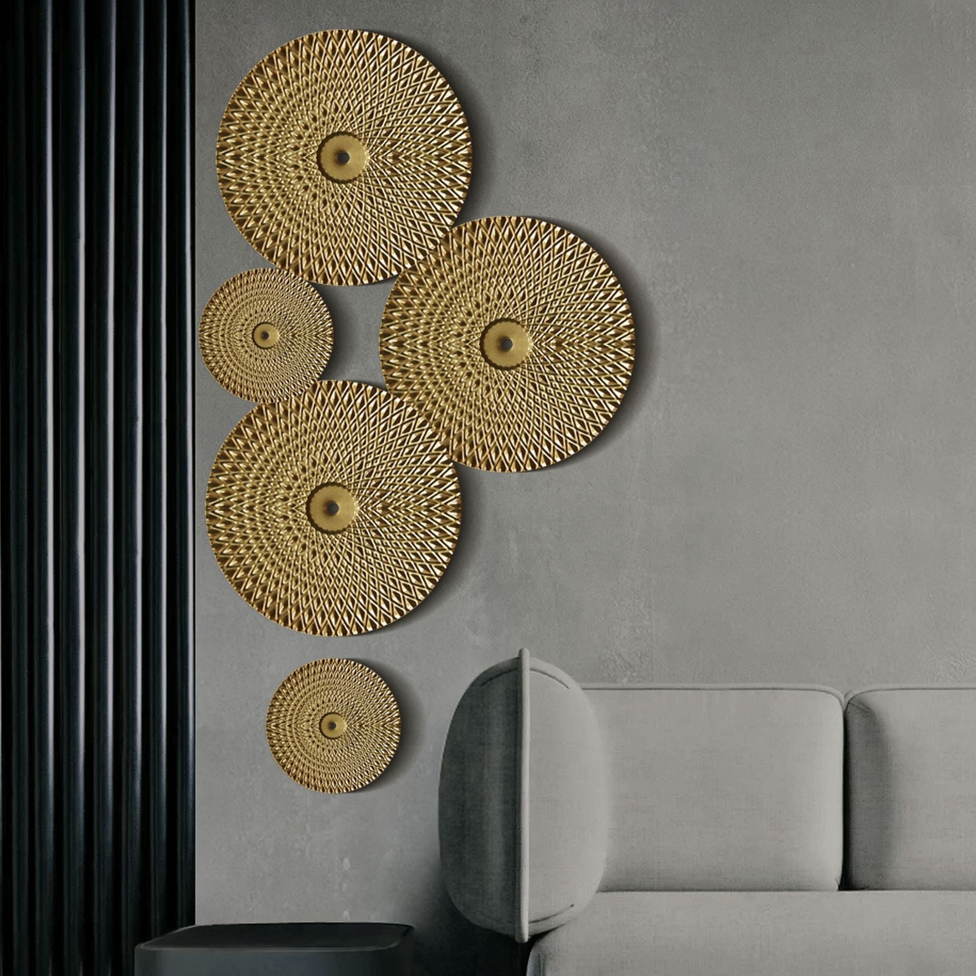 Gold Metal Hanging Wall Decor Irregular Disc Wall Decoration For Bedroom Livingroom 3d Circle Wrought Iron Modern Home Wall Art