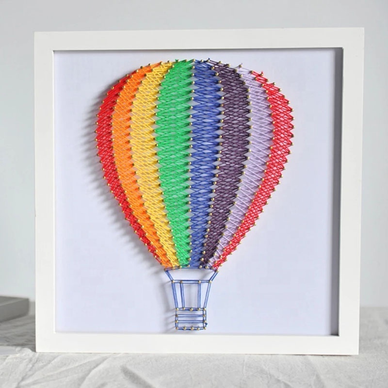 Hot Sale DIY Wood Hot Air Balloon String Art Kit with Nail and Hammer for Home Decoration