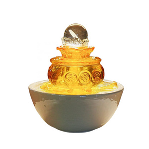 New Arrivals Home Office Feng Shui Decor Tabletop Cornucopian Water Fountain Ornaments With Crystal Ball