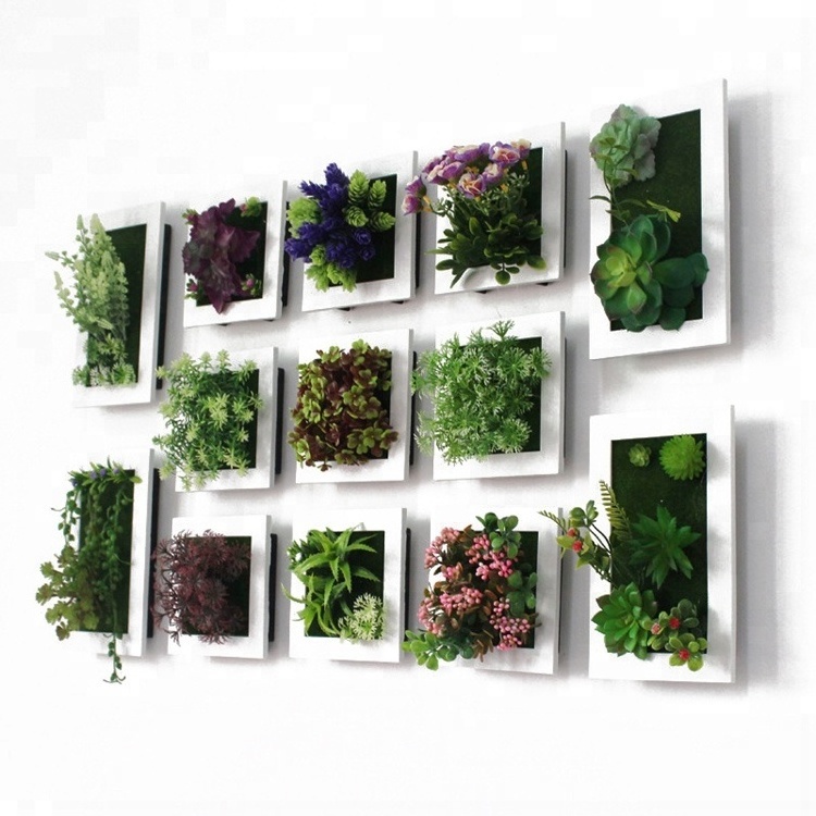 Fashion Design Artificial Hanging Plant Photo Frames Artificial Succulents Vertical Plant Wall Decoration