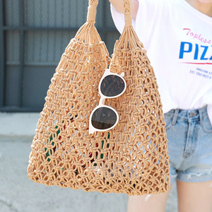 Simple Handmade Cotton Rope Straw Women Hand Bags Vintage  Crochet Macrame Beach Bags Clutch Purses And Handbags Ladies