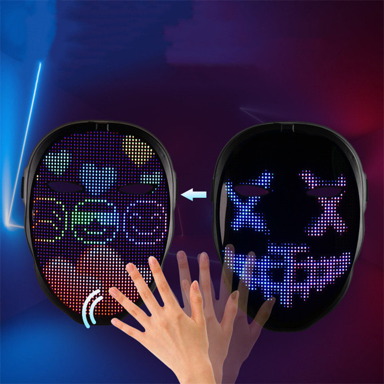 2021 New App Control LED Light Up FaceMask Gesture Face-Changing Glow in Dark LED Mask For Ghost Clown Christmas Halloween Party