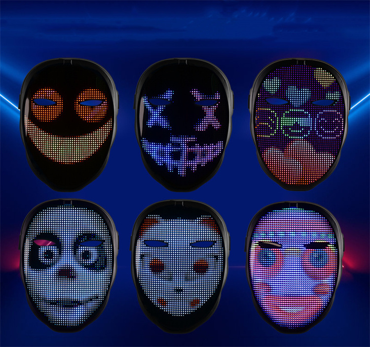 2021 New App Control LED Light Up FaceMask Gesture Face-Changing Glow in Dark LED Mask For Ghost Clown Christmas Halloween Party