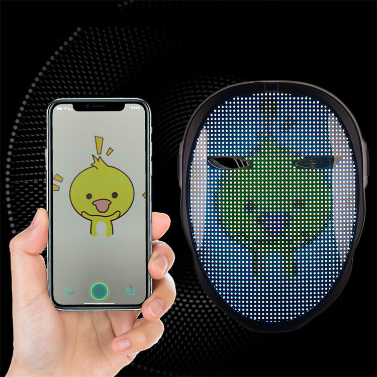 2021 New App Control LED Light Up FaceMask Gesture Face-Changing Glow in Dark LED Mask For Ghost Clown Christmas Halloween Party