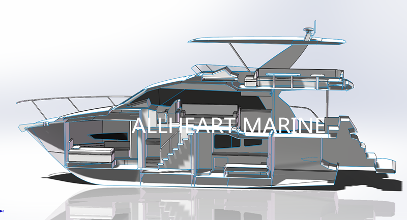 Allheart New design aluminum fishing boat 15m luxury yacht with flybridge for entertainment