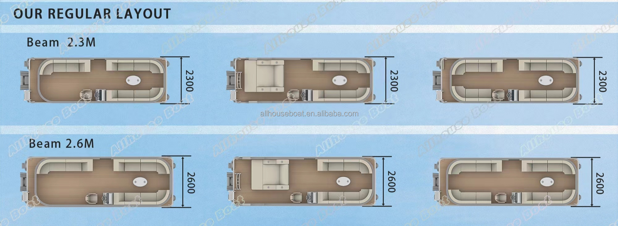 Allhouse luxury recreational floating Aluminium yacht 21ft sports pontoon boats with motor canopy bimini top for sale