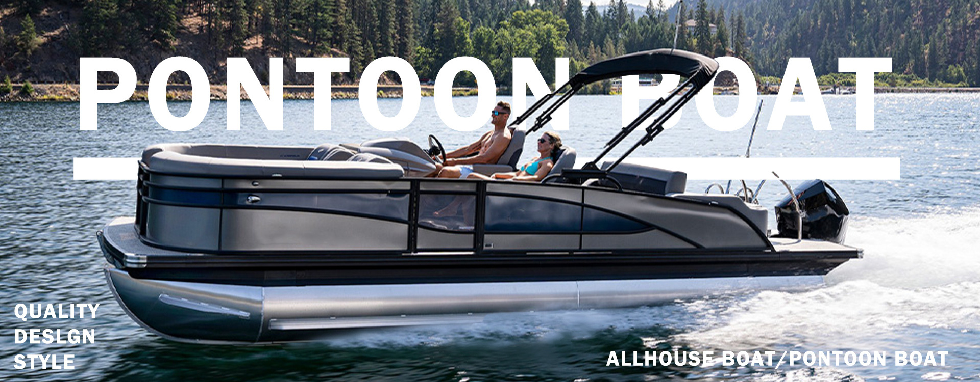 Allhouse luxury recreational floating Aluminium yacht 21ft sports pontoon boats with motor canopy bimini top for sale