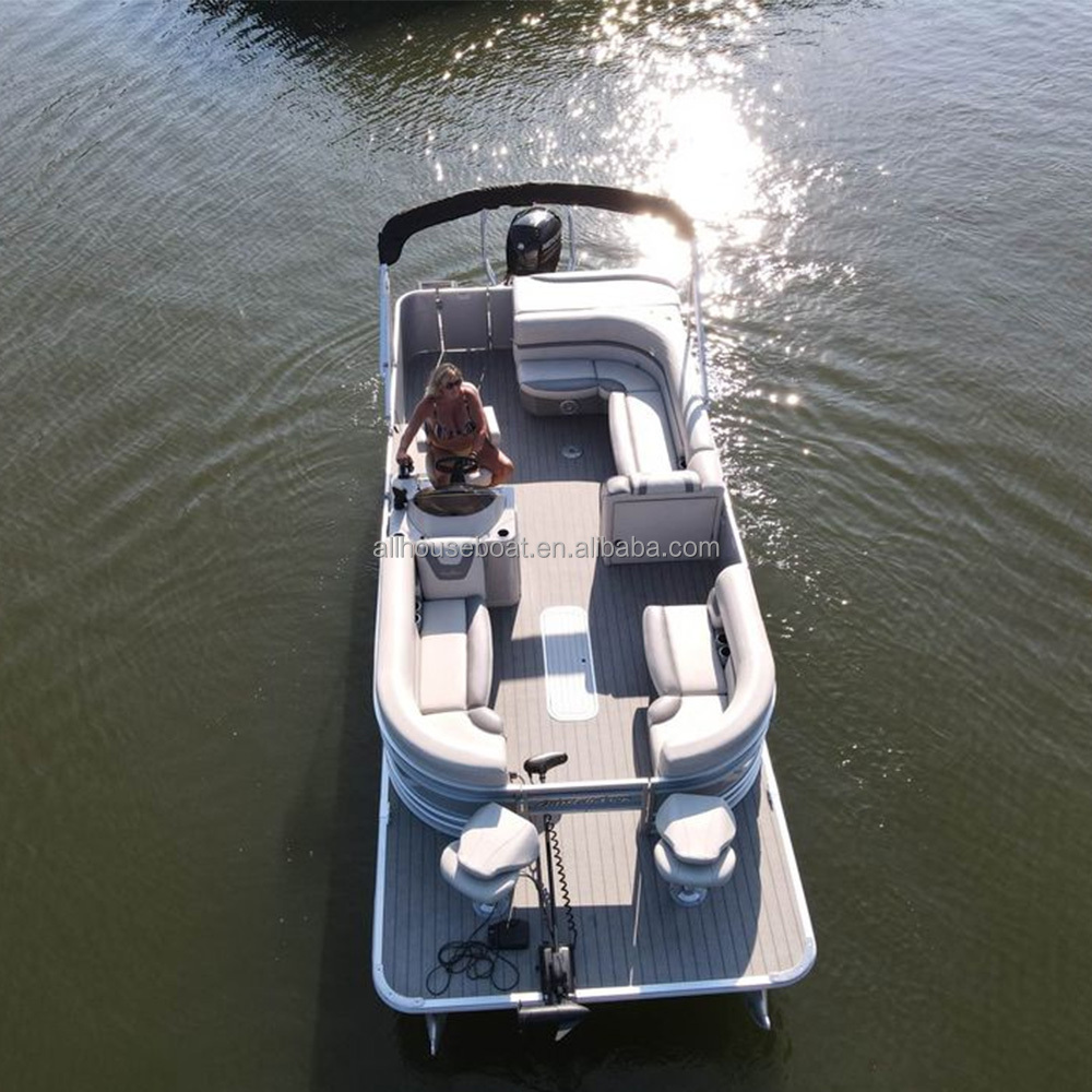 Peddle Center Console Pontoon Trailerable Drift Boat with Canopy 27ft Luxury Sports Style Party Pontoon Boat with Motor