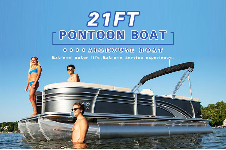 China Custom 21Ft Luxury Sports Electric Fishing Mini Float Pontoon Boats With Motor Kits Party Floating Boat Pontoons Aluminium