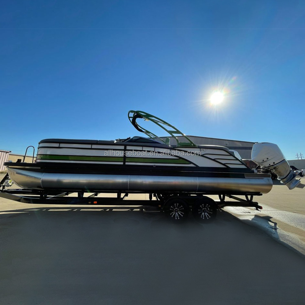 2024 25ft aluminium pontoon houseboat cabin the best luxury pontoon boat for fishing cruising and water sports