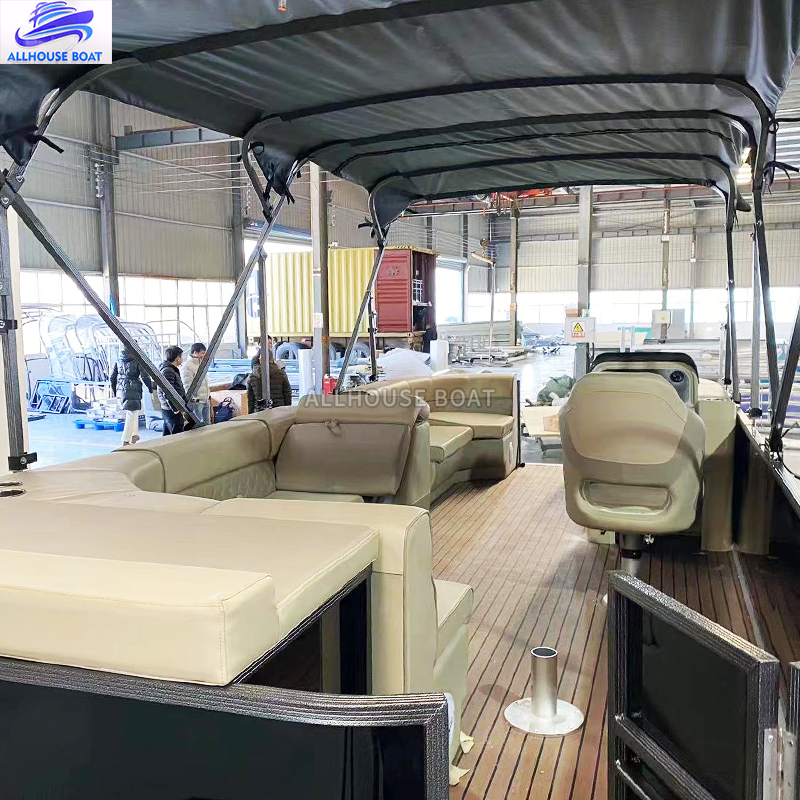 Custom Party Barge Boat Pontoon Float Tube With Motor And Trailer Luxury Yacht