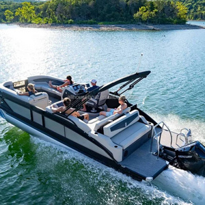 Off Shore Sports Luxury Party Barge Aluminium Pontoons Floating Pontoon Boats Small Mini Party Pontoon Boat With Motor