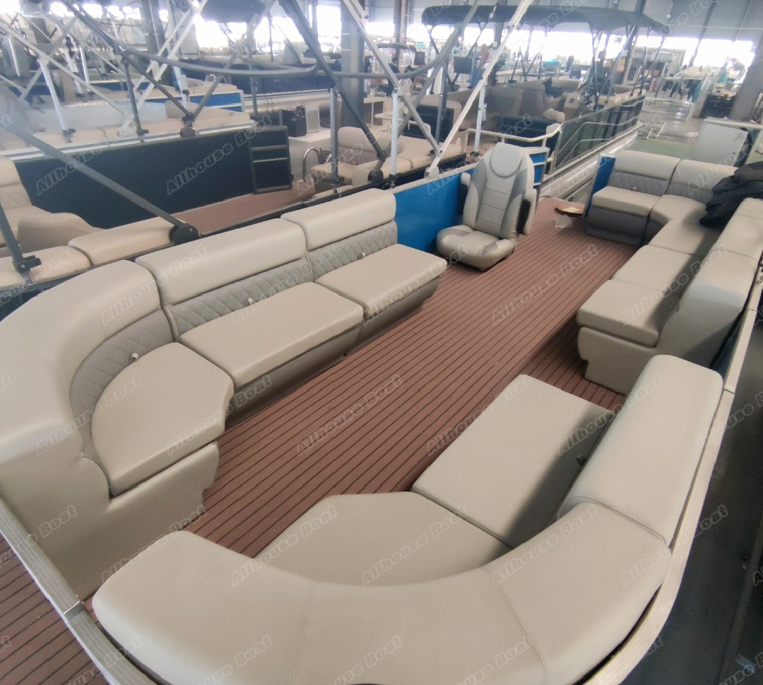 Off Shore Sports Luxury Party Barge Aluminium Pontoons Floating Pontoon Boats Small Mini Party Pontoon Boat With Motor