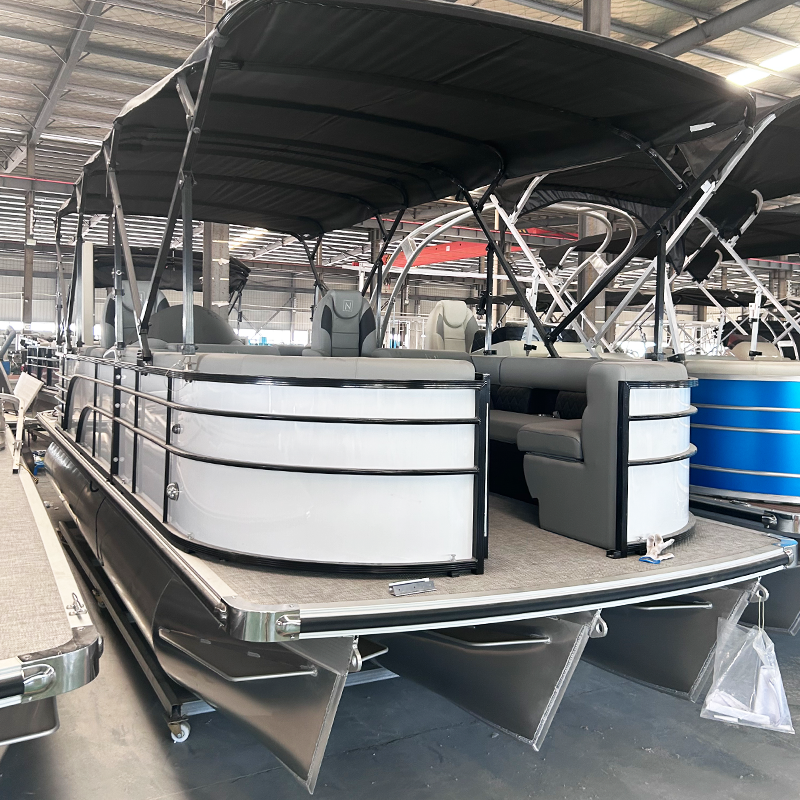 China small cheap luxury floating aluminium pontoons bimini top prefabricated boats 17ft party pontoon boats for sale