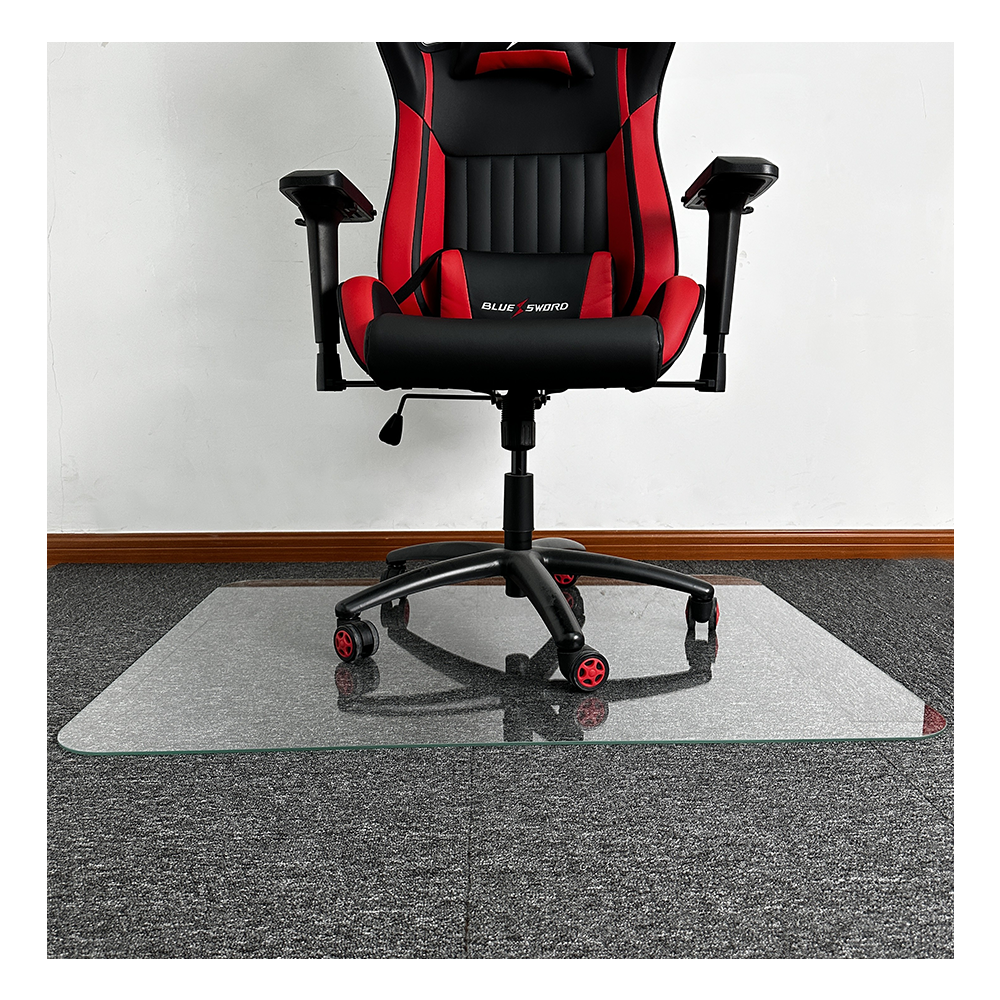 Custom Heavy Duty Tempered Glass Chair Mat Plexiglass Chair Mat for Hard Floor