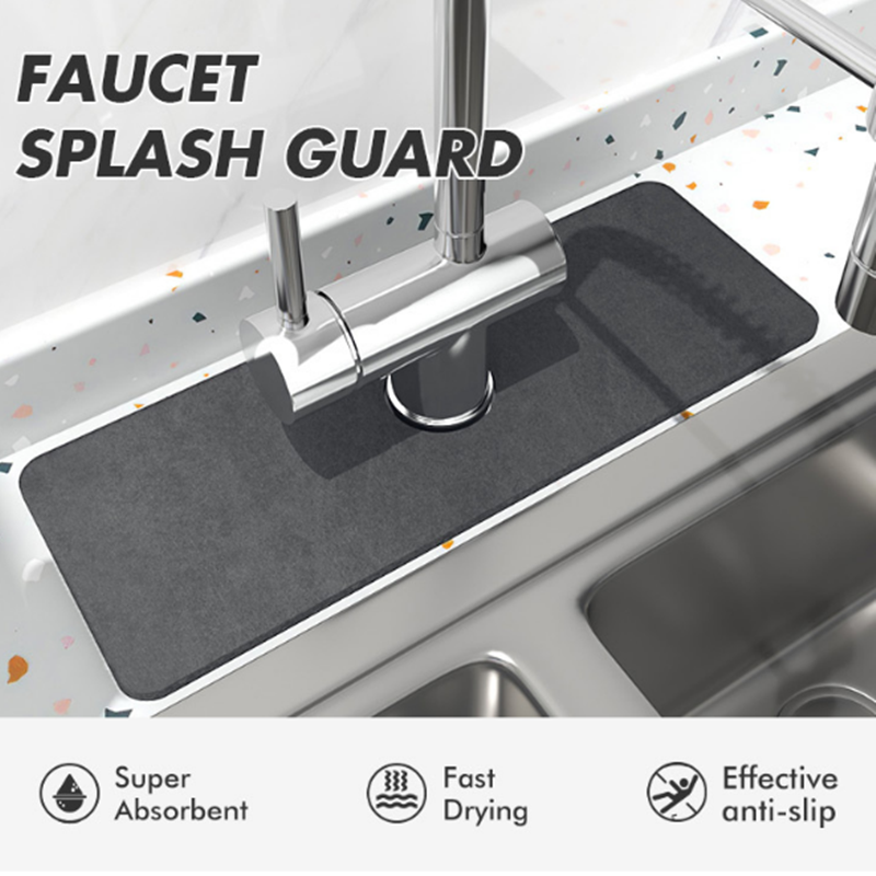 Waterproof Resistant Wholesale Silicone Sink Faucet Splash Guard  Super Absorbent Fast Drying Mat for Kitchen Faucet