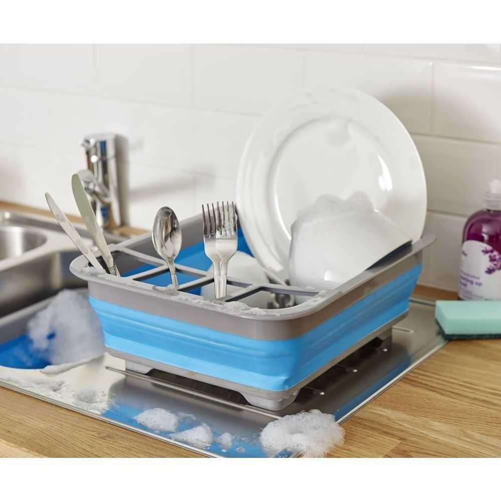 Extend Collapsible Portable Kitchen Organizer Folding Plastic Storage Sink Dish Drying Rack Plastic Kitchen Foldable Dish Rack